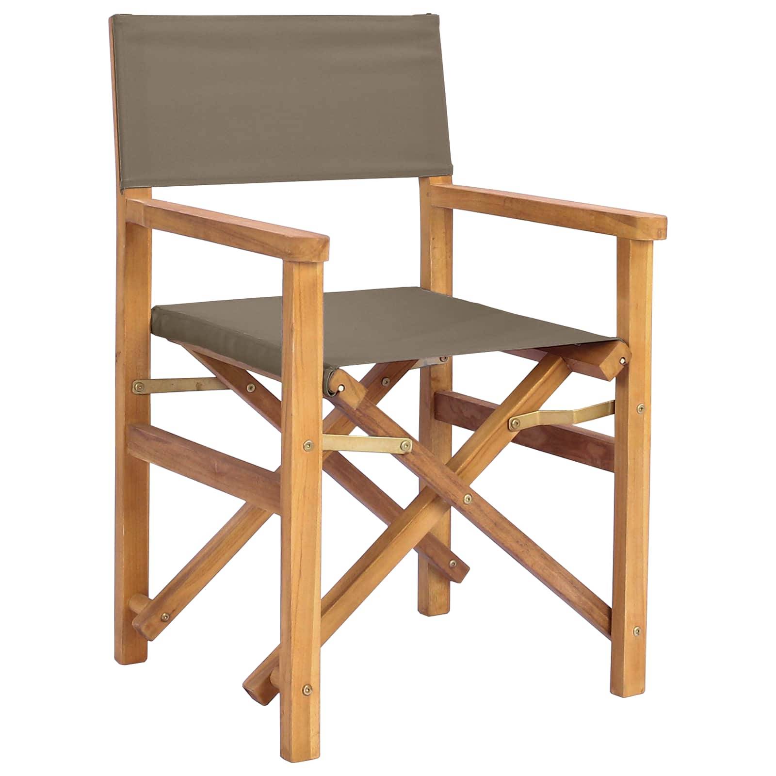 Chaise de directeur teck et polyester marron 56 x 54 x 87 cm - PANGIVO - Image 3