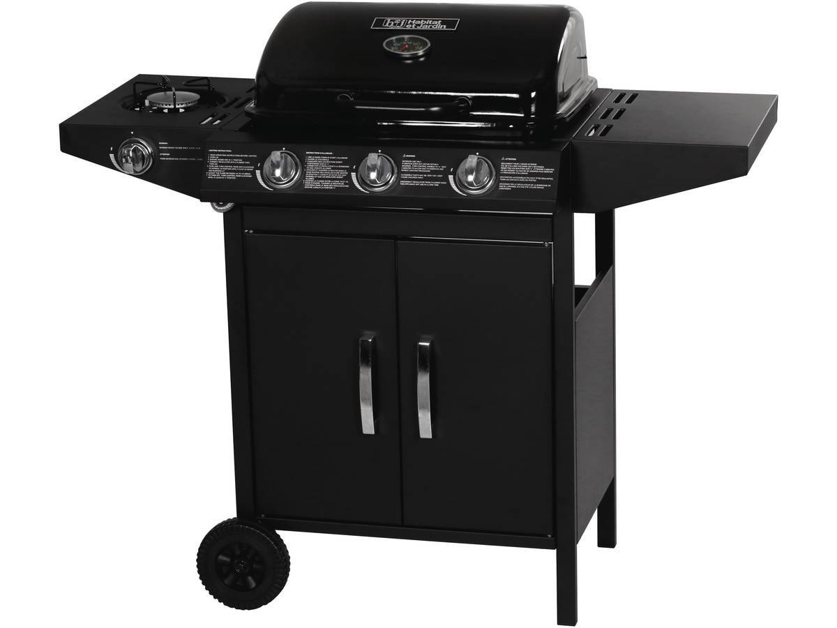 Habitat Et Jardin - Barbecue Gaz "festa 4" - 4 Brûleurs Dont 1 Latéral - 10.5kw - Noir -habitat Et Jardin - Image 1
