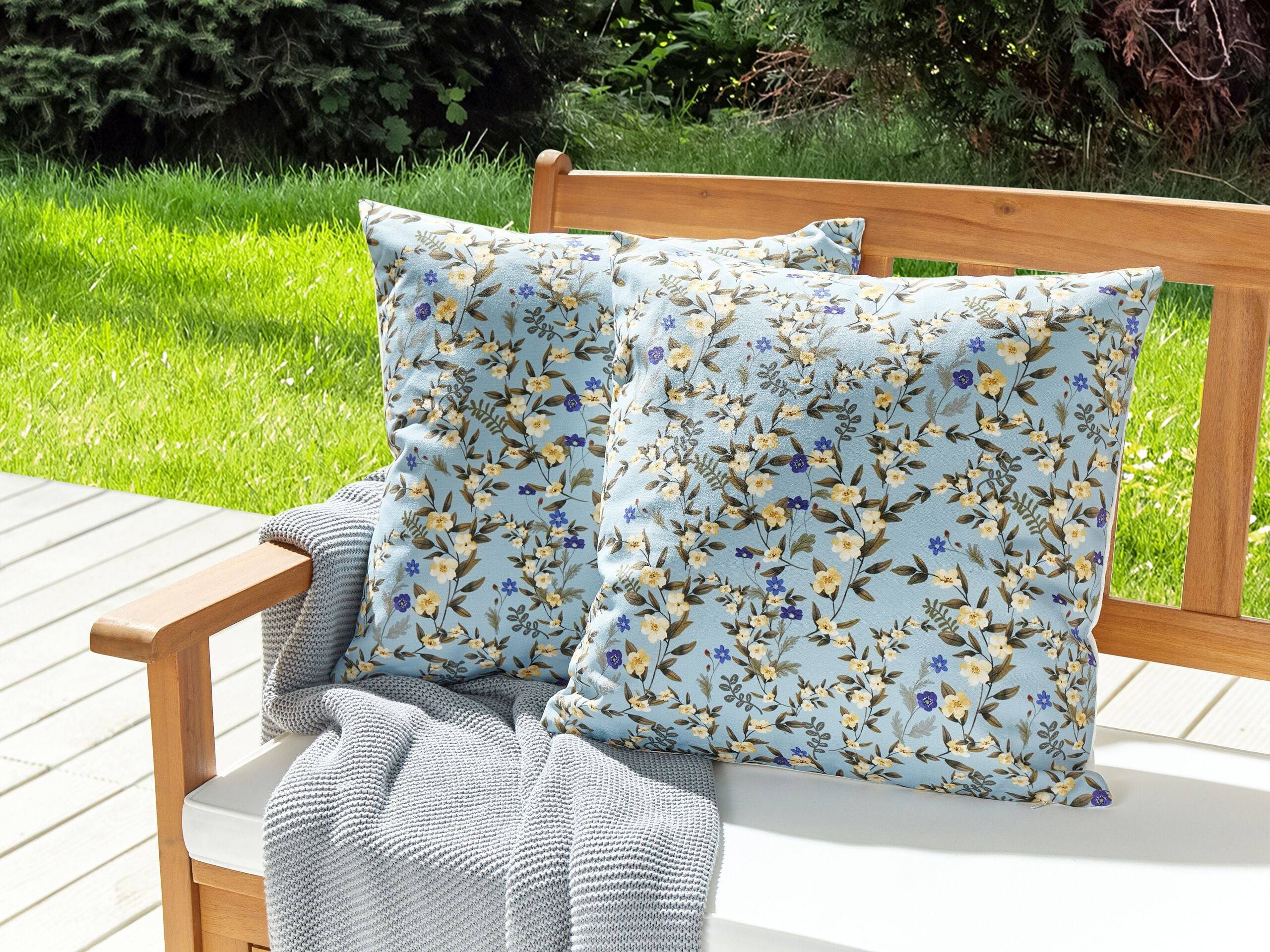 Beliani - Coussin d'extérieur Polyester Bleu VALLORIA - Beliani - Image 1