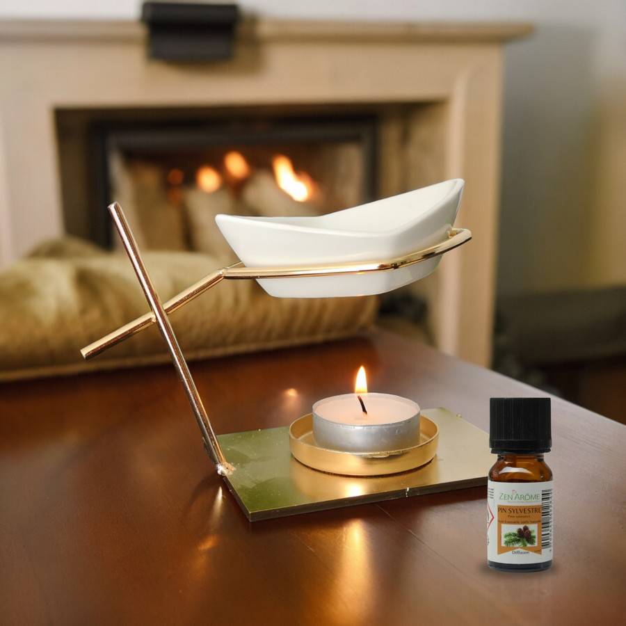 Brûle Parfum Matelot - Brûleur Cire Parfumée – Diffuseur Parfum d'Ambiance – Bougeoir en Céramique et Métal - H 10 cm - Zen'Arôme - Image 3