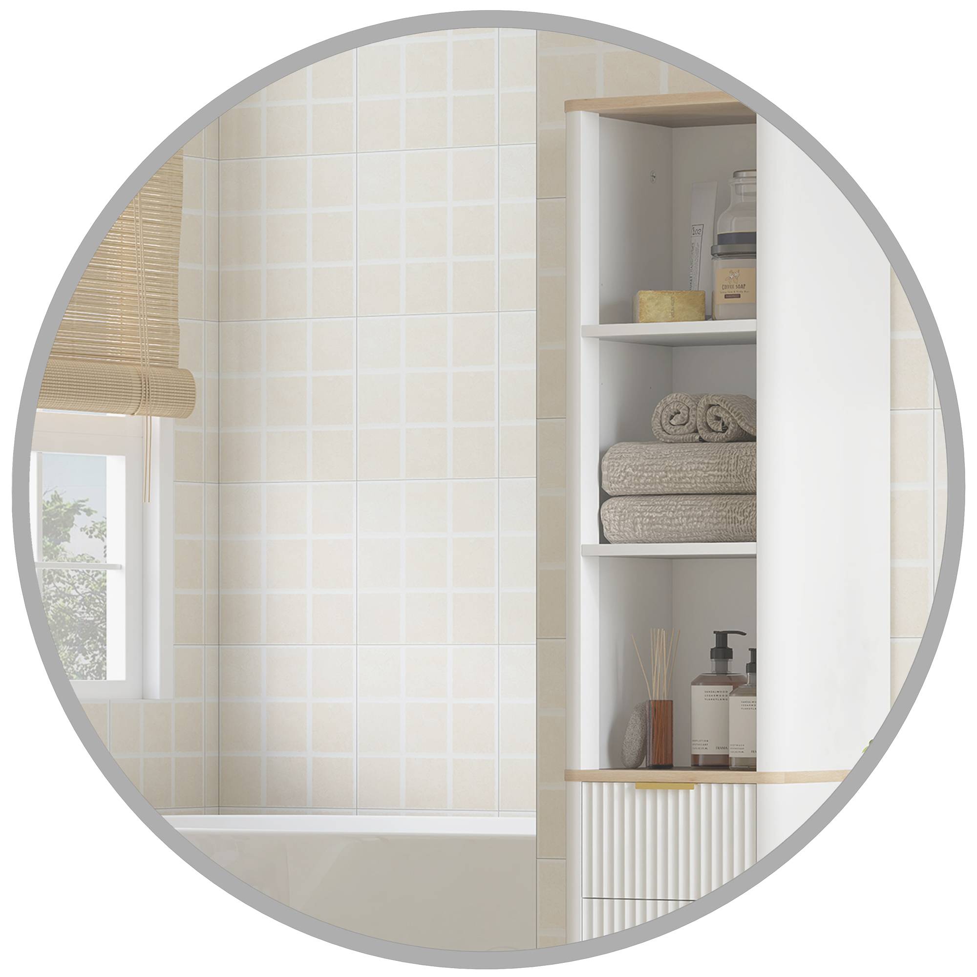 Sans Marque - Miroir mural design moderne 61x61 cm argent - Image 1