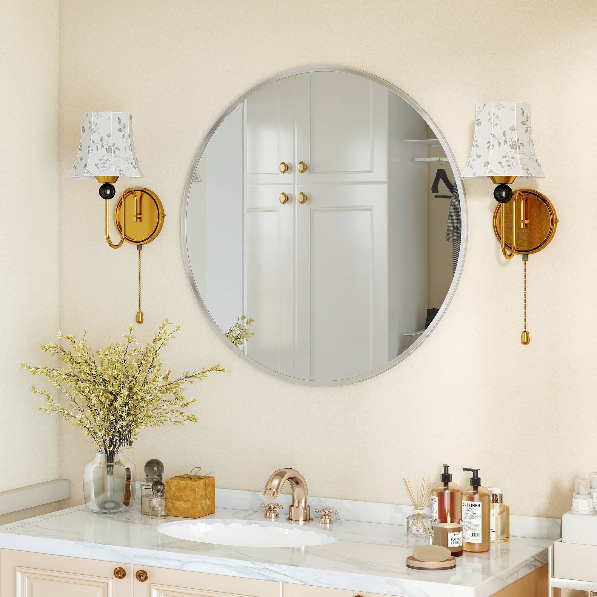 Sans Marque - Miroir mural design moderne 61x61 cm argent - Image 4