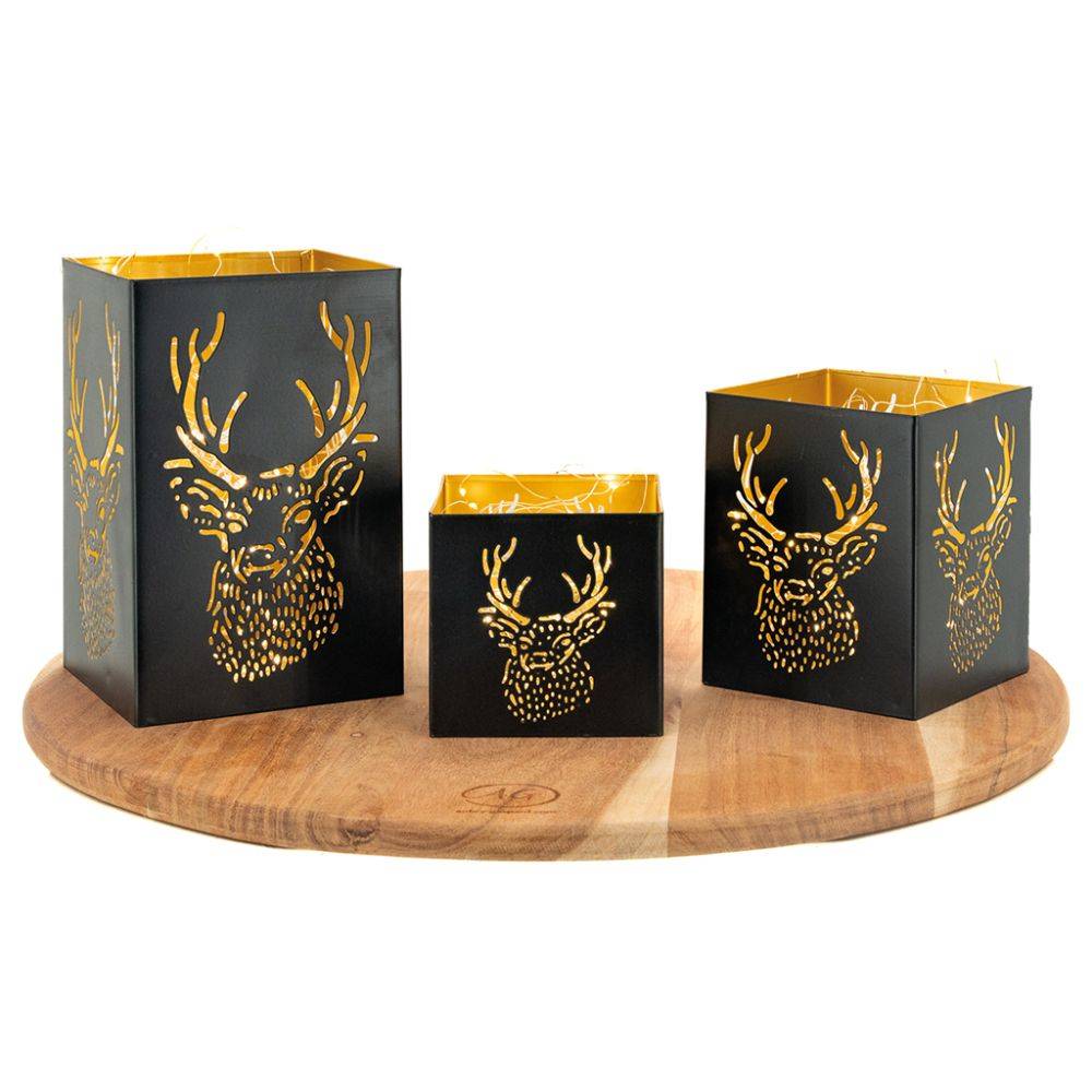 Aubry Gaspard - Photophore carré tête de cerf (Lot de 3) - Image 3