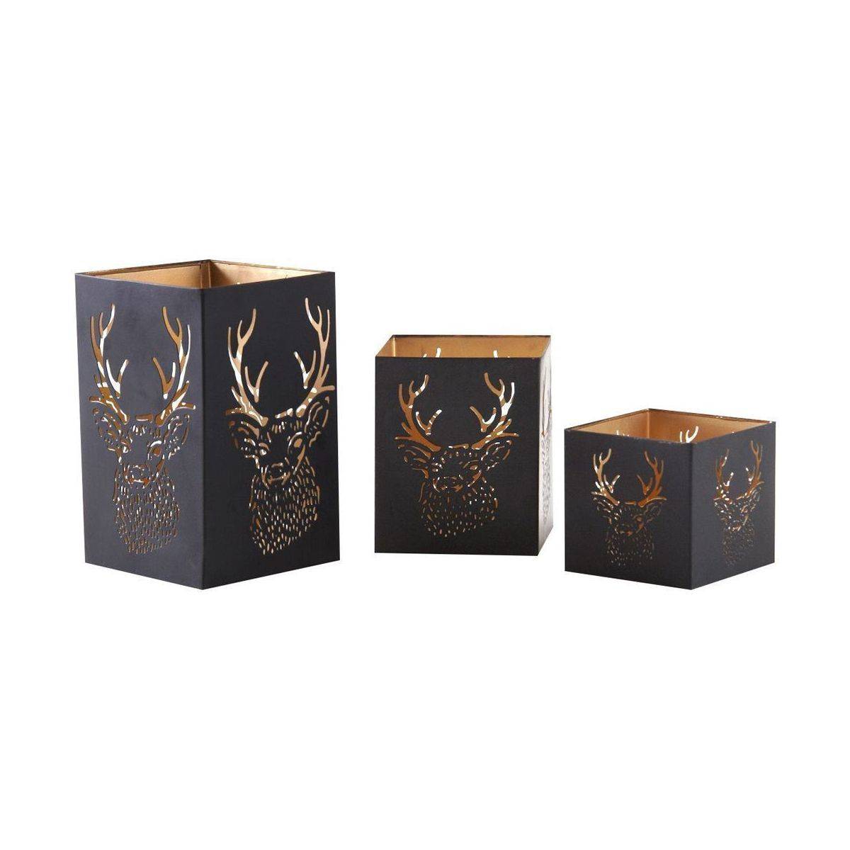 Aubry Gaspard - Photophore carré tête de cerf (Lot de 3) - Image 1