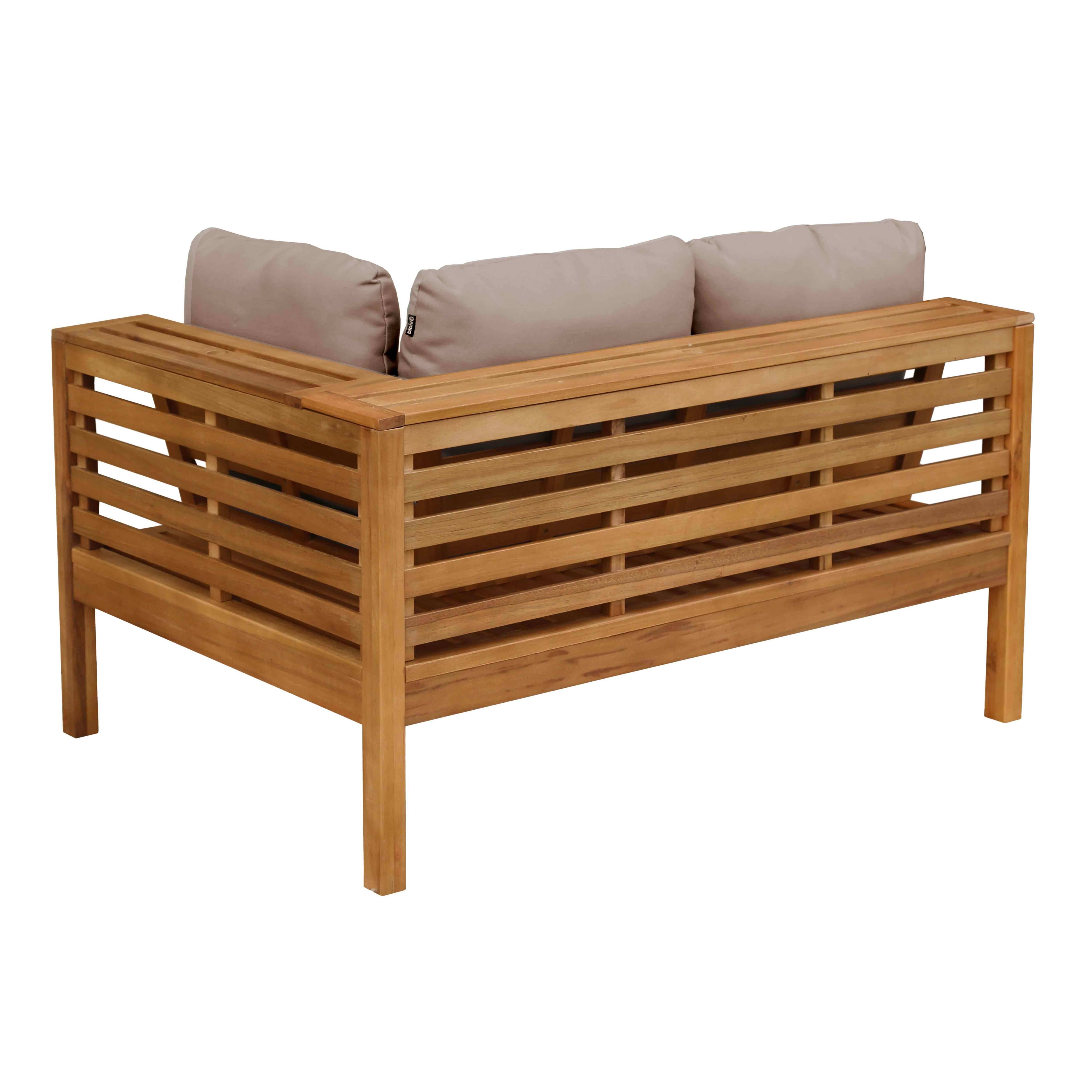 Oviala - Canapé droit de jardin bas en bois d'eucalyptus taupe Maupiti - Oviala - Image 6