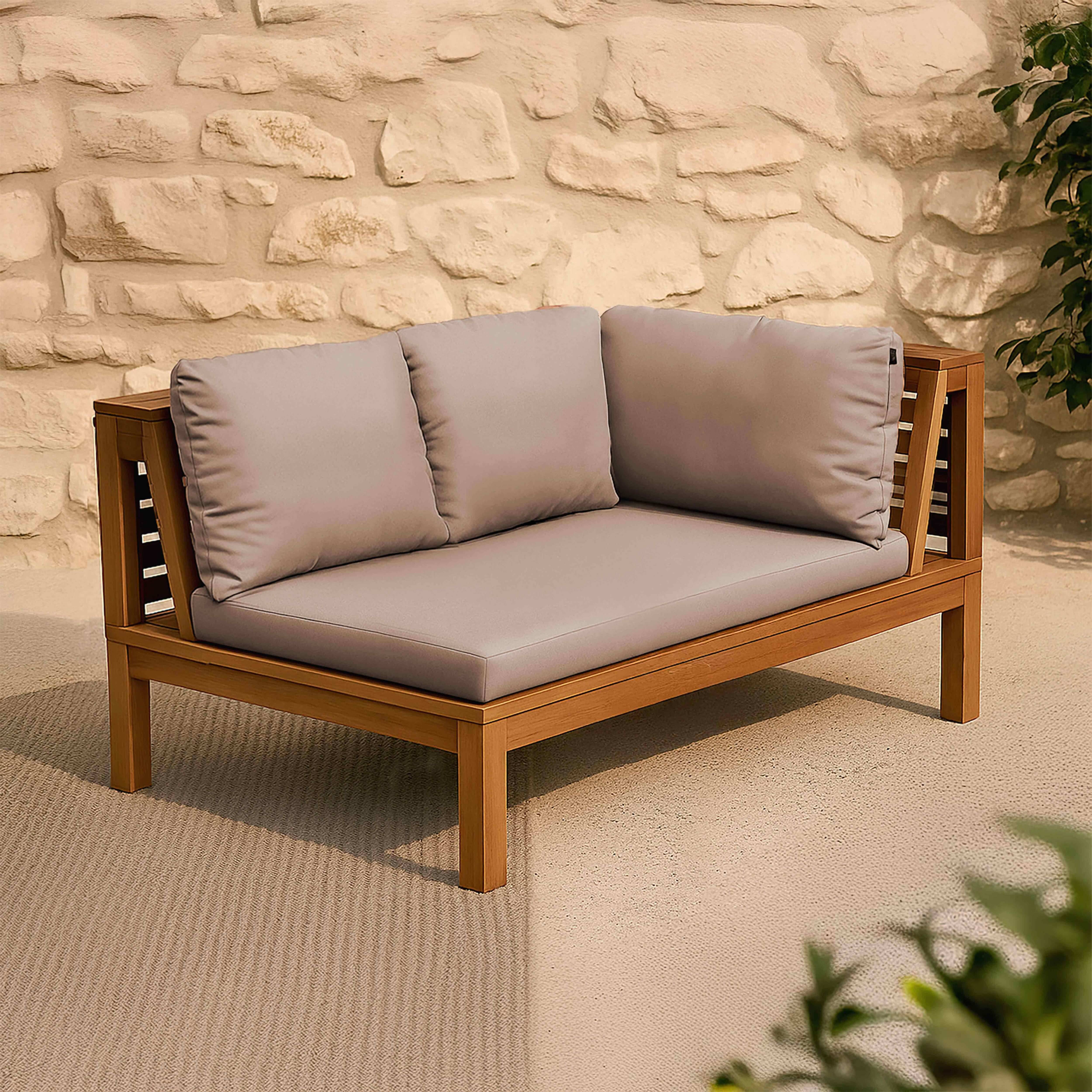 Oviala - Canapé droit de jardin bas en bois d'eucalyptus taupe Maupiti - Oviala - Image 2