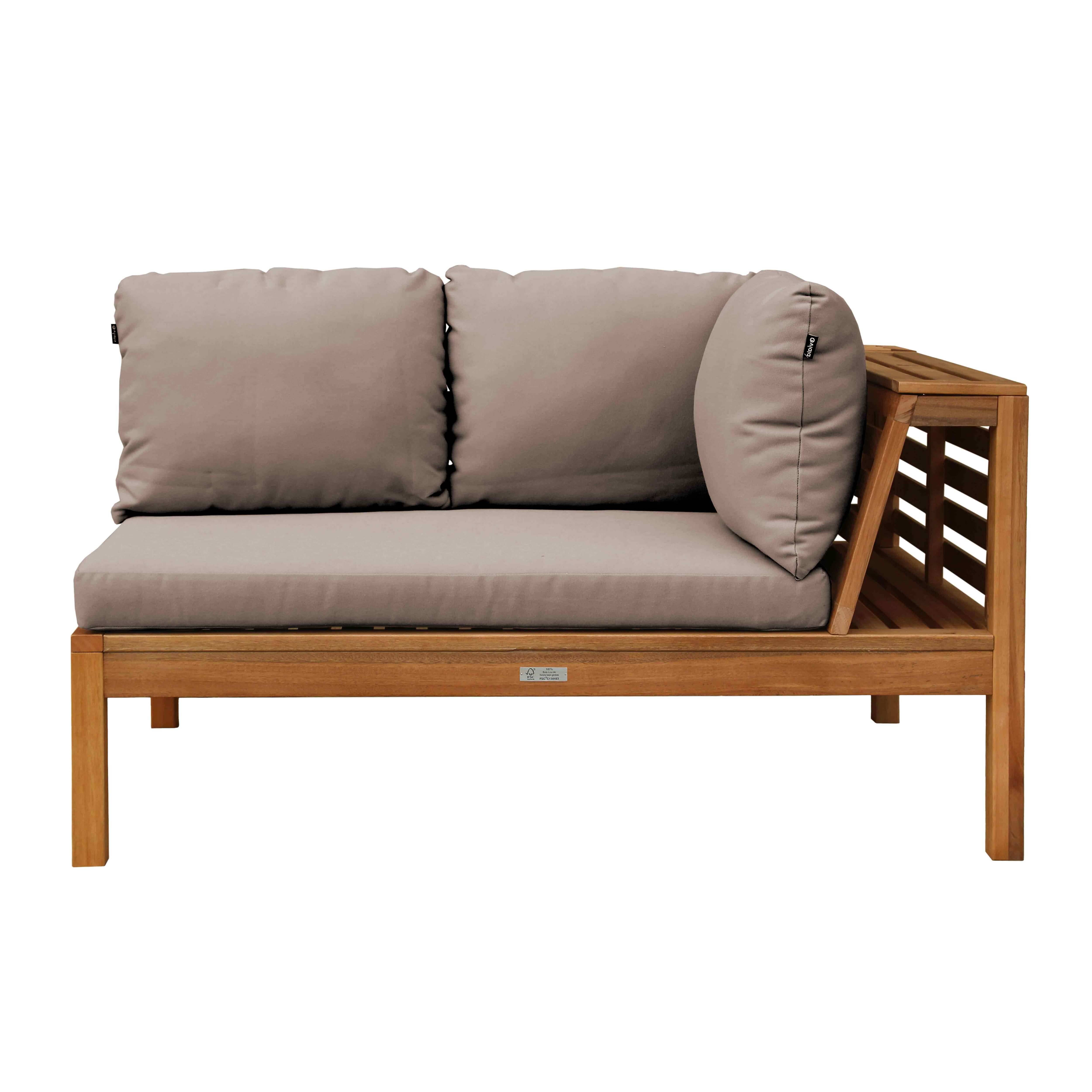 Oviala - Canapé droit de jardin bas en bois d'eucalyptus taupe Maupiti - Oviala - Image 4