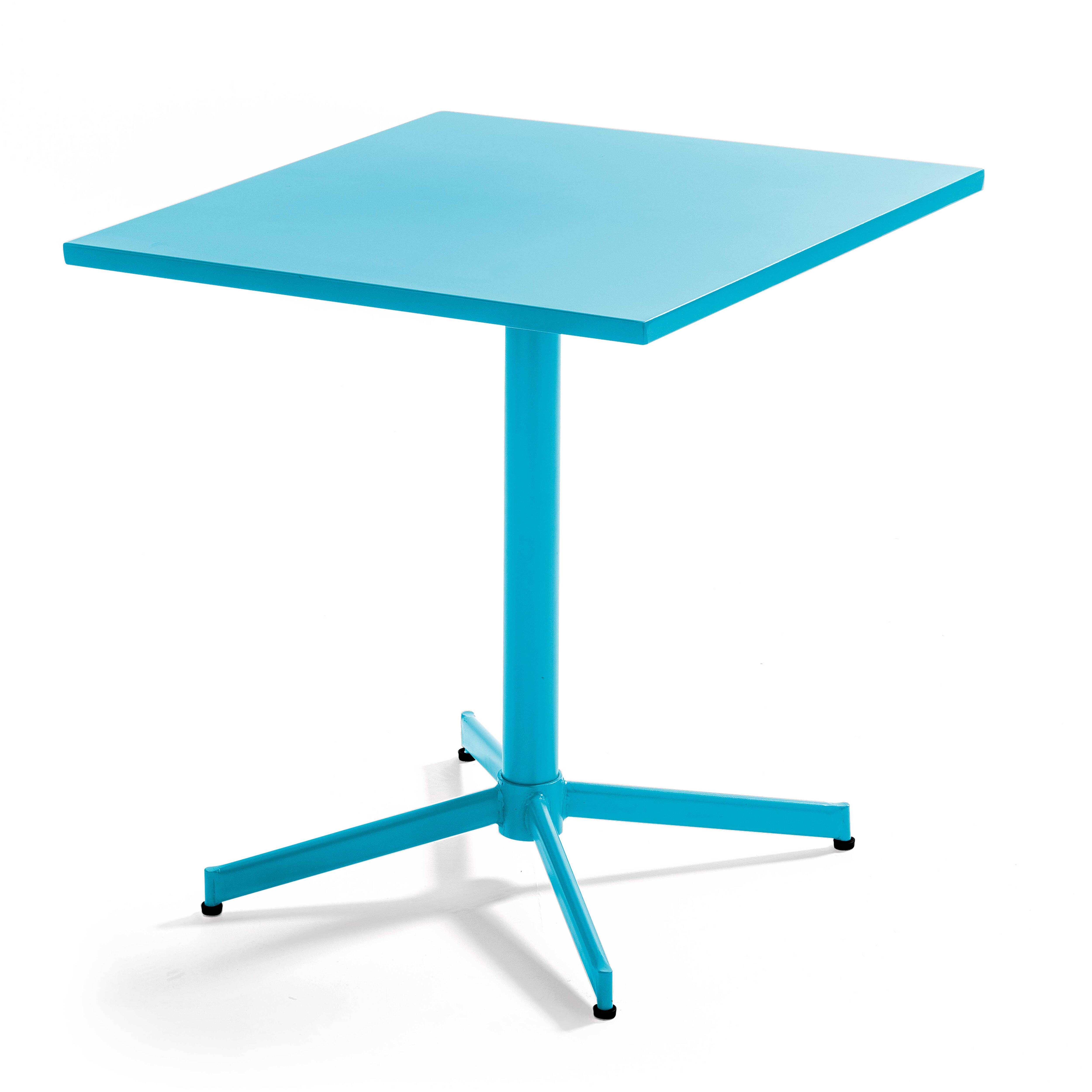 Oviala - Table de jardin carrée bistro inclinable en acier bleu Palavas - Oviala - Image 1
