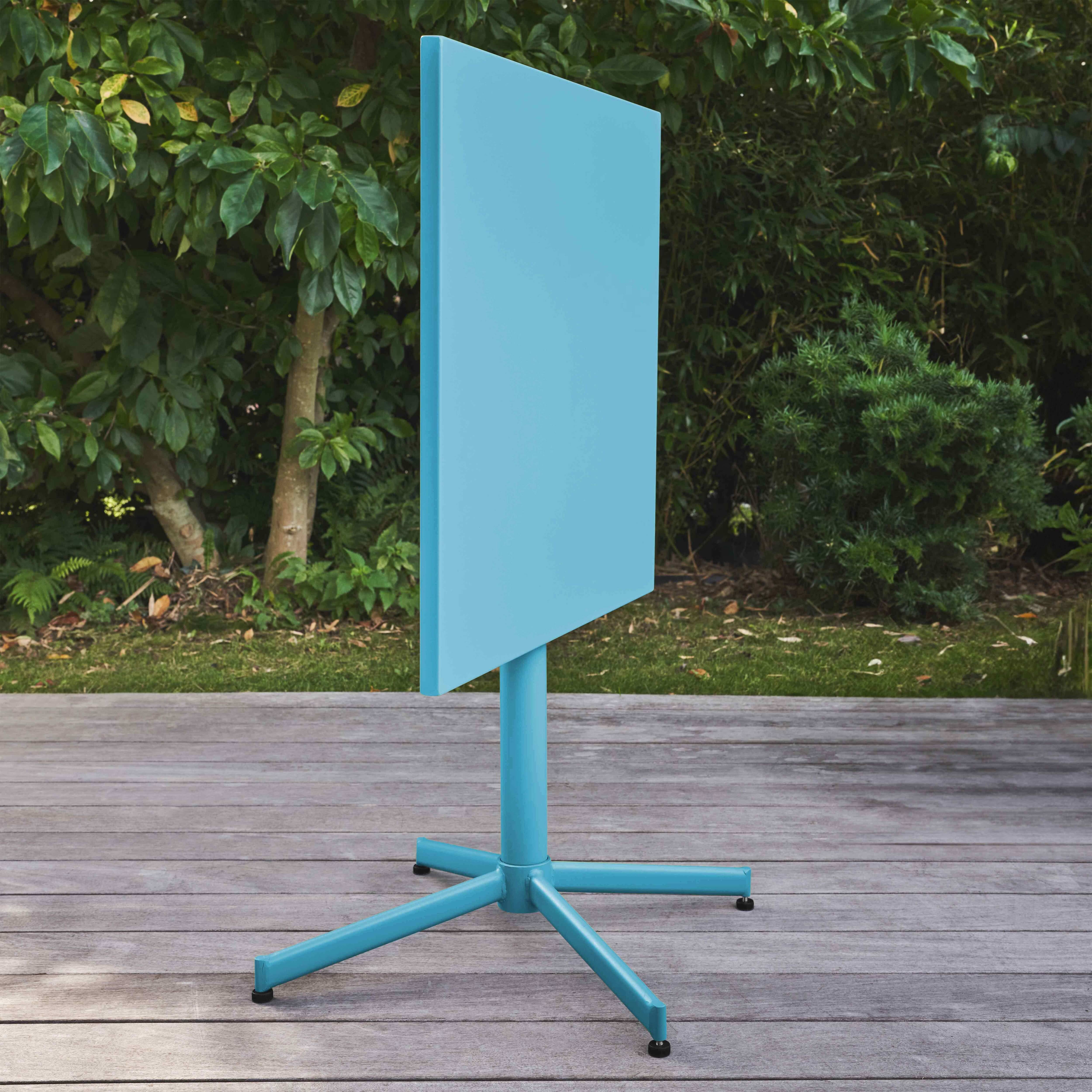Oviala - Table de jardin carrée bistro inclinable en acier bleu Palavas - Oviala - Image 3