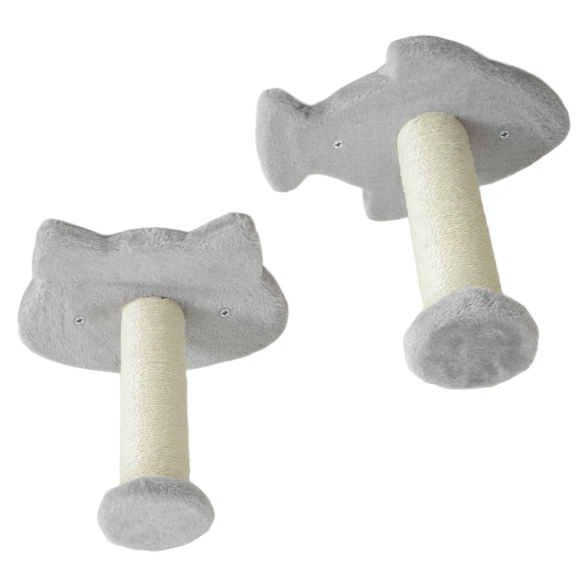 Sans Marque - Set escaliers 4 pièces, marches sisal, double plateforme, Gris clair/Blanc crème - Image 10