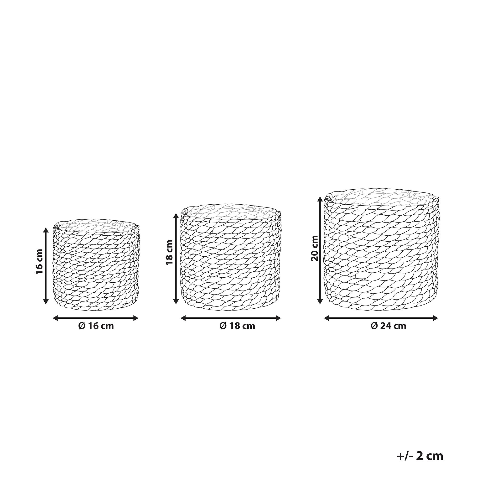 Beliani - Lot de 3 Pots de Fleurs en Fibres de Jacinthe d'Eau Ton Clair 3/4/9 L sans Trou de Drainage Utilisation Multiple pour l'Intérieur - Image 3