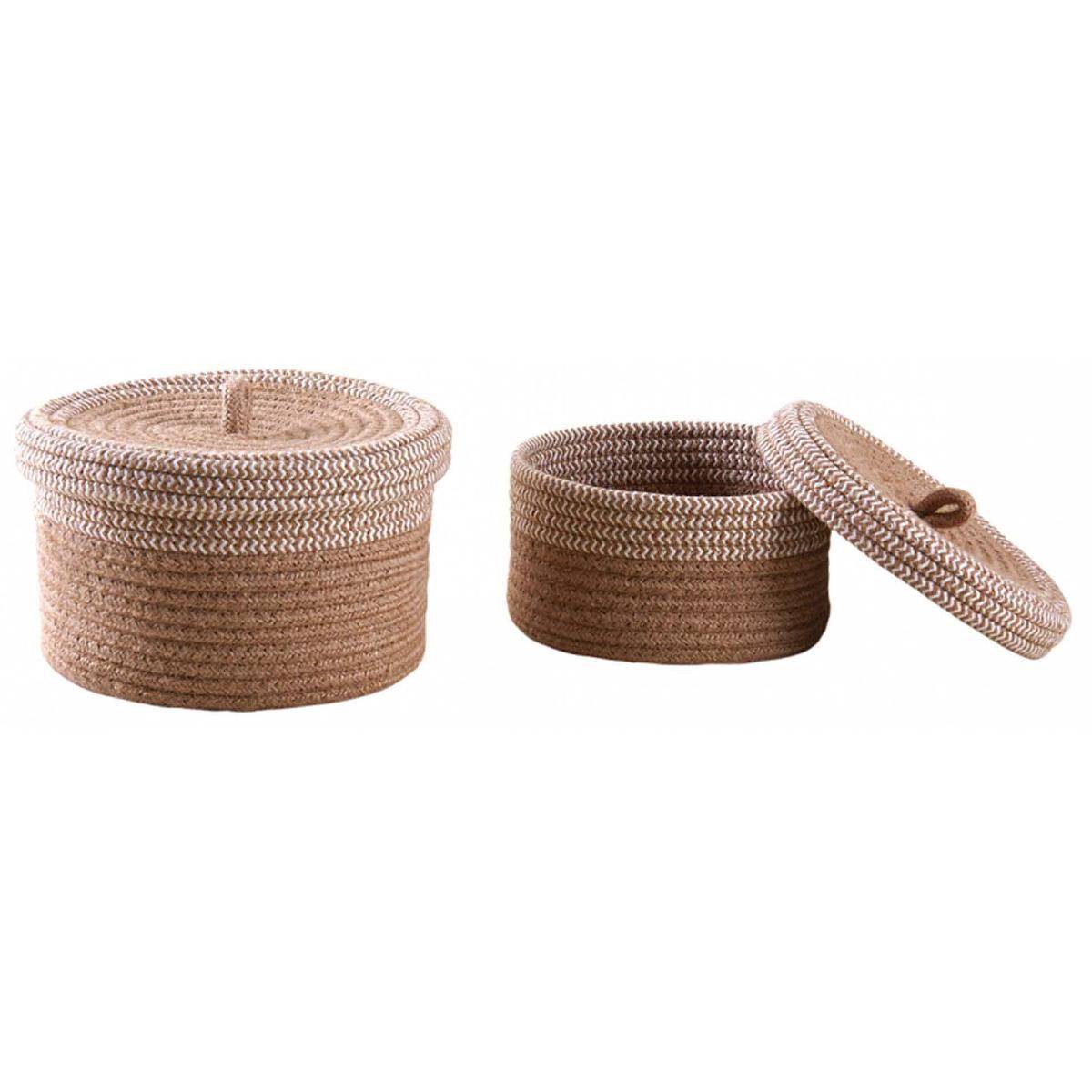 Aubry Gaspard - Boite en jute naturelle et blanche (Lot de 2) - Image 1
