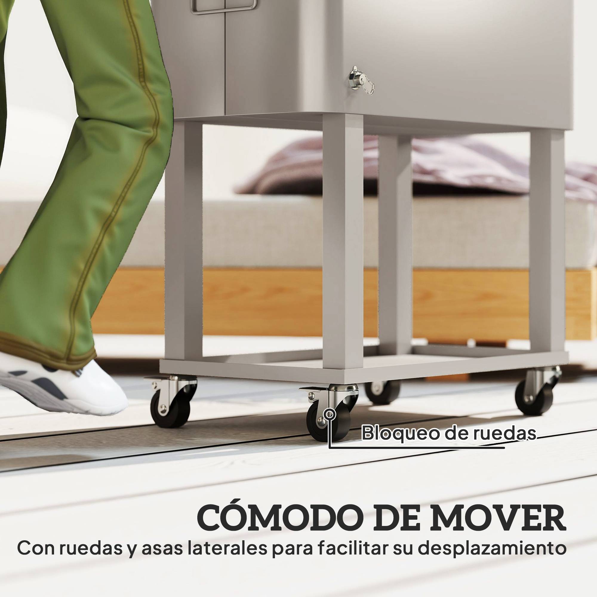 ComfortXL - Chariot glacière à cuve isolée 56 L gris clair pour terrasse et jardin avec roues freinées - ComfortXL Outdoor Living - Image 9