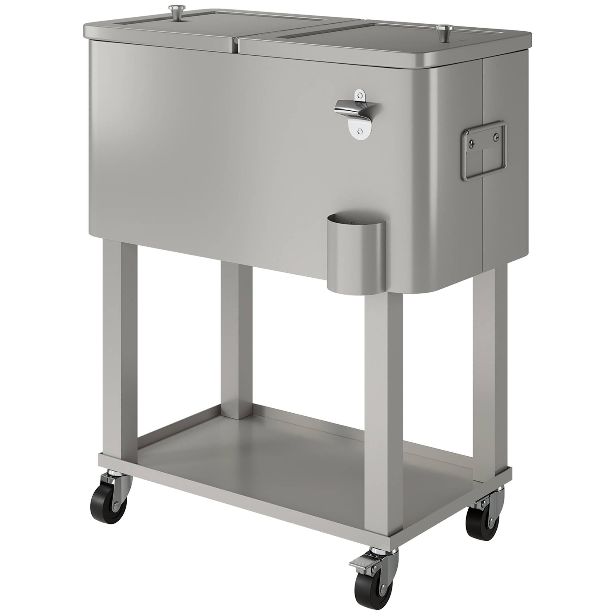 ComfortXL - Chariot glacière à cuve isolée 56 L gris clair pour terrasse et jardin avec roues freinées - ComfortXL Outdoor Living - Image 2