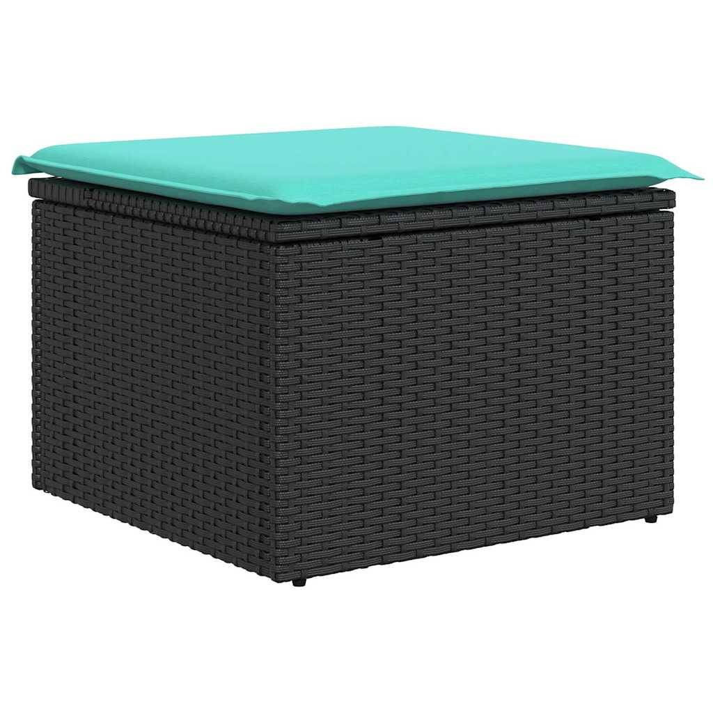 Set Canapé Jardin 6 pcs Résine Tressée Table Levable Pouf Rangement Coussins Moelleux Extérieur Noir – ComfortXL Outdoor Living - Image 6