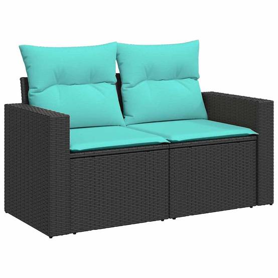 Set Canapé Jardin 6 pcs Résine Tressée Table Levable Pouf Rangement Coussins Moelleux Extérieur Noir – ComfortXL Outdoor Living - Image 4