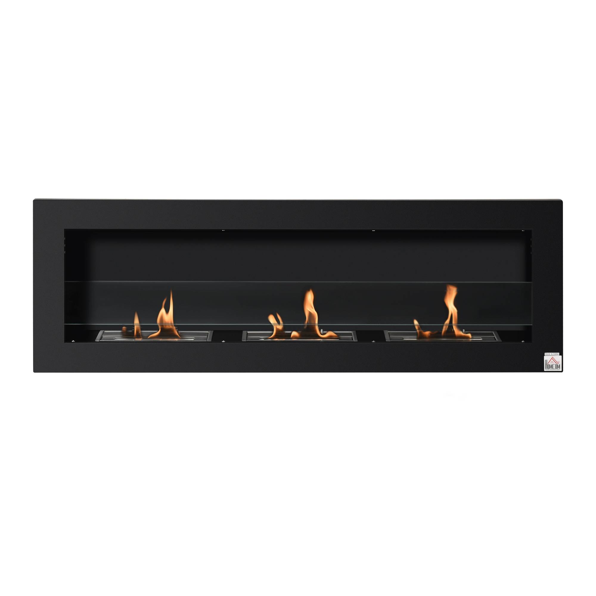 Sans Marque - Cheminée éthanol,Brûleur éthanol 1L 3h 2000W mural verre trempé noir 120x15x40cm - Image 2