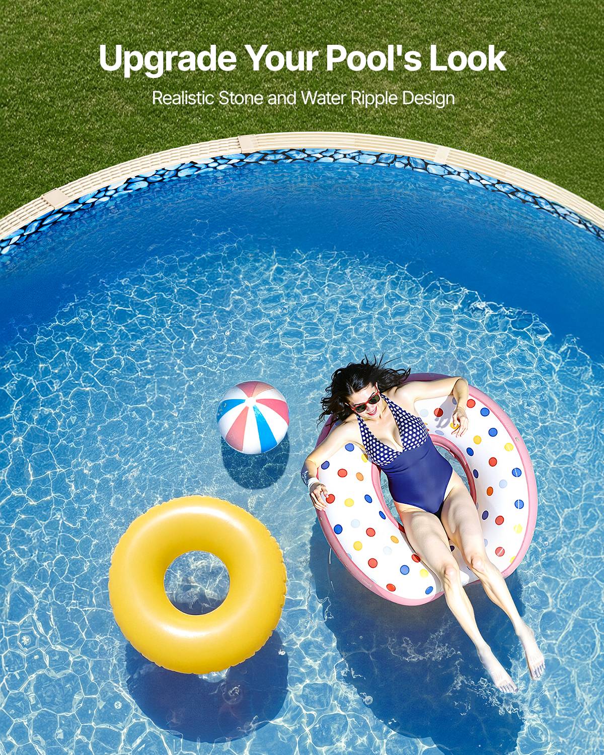 Vevor - VEVOR Doublure piscine ronde 549x120 cm, vinyle 0,32 mm, résistante au chlore et aux UV, compatible perles/J, 2 patchs inclus. - Image 5