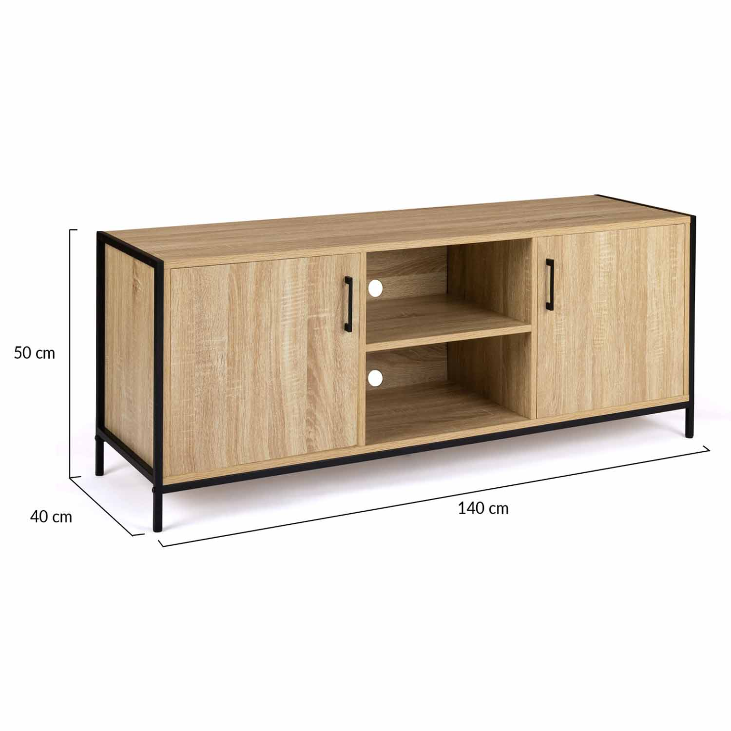 Meuble TV 140 cm DETROIT 2 portes design industriel - Image 5