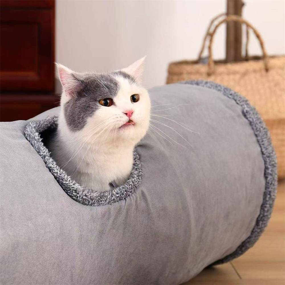 Tunnel droit à quatre trous pour chat, 130x30 cm, avec balle, pour chats et lapins, pliable Lytech - Image 5