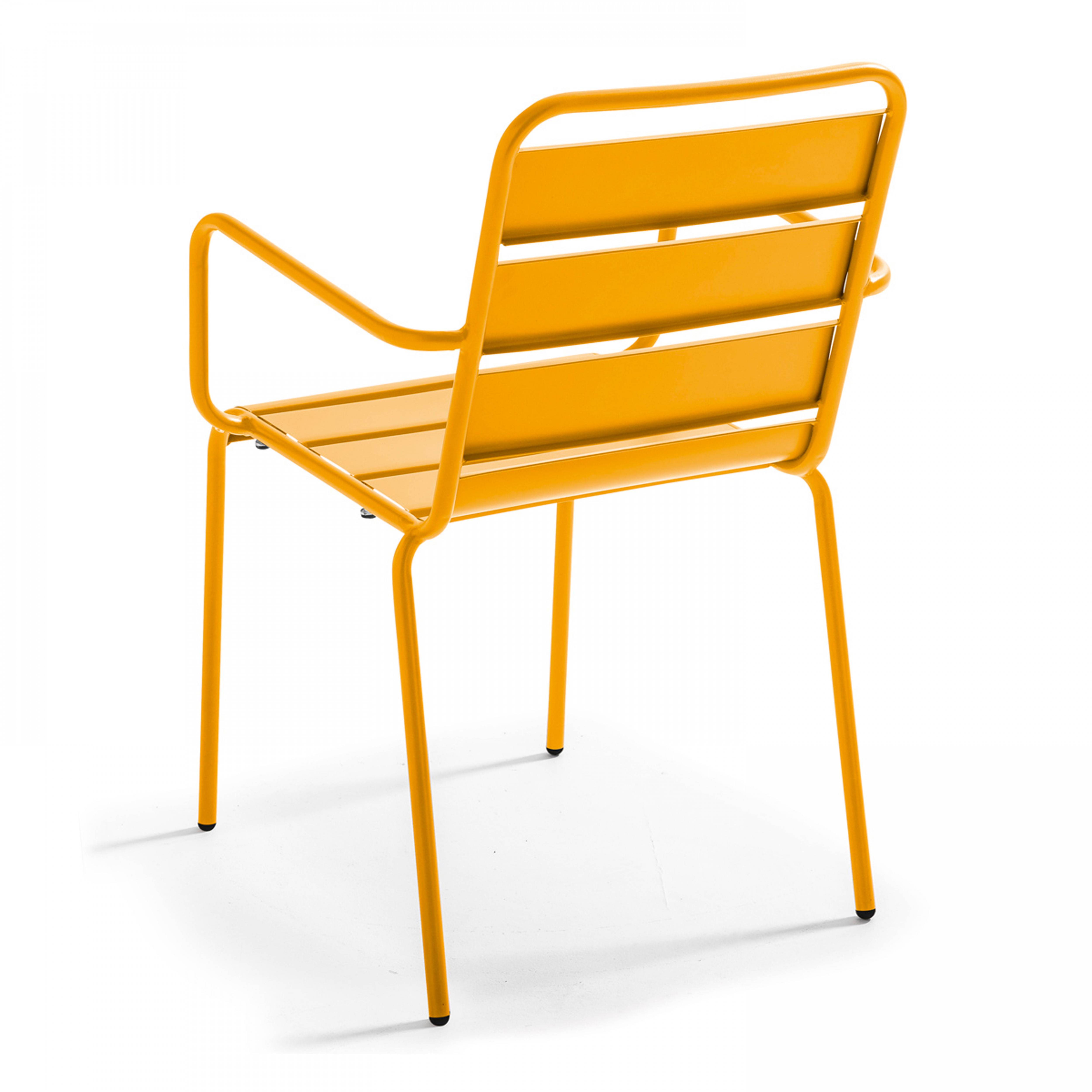 Oviala - Ensemble table de jardin carrée et 4 fauteuils acier jaune Palavas - Oviala - Image 5