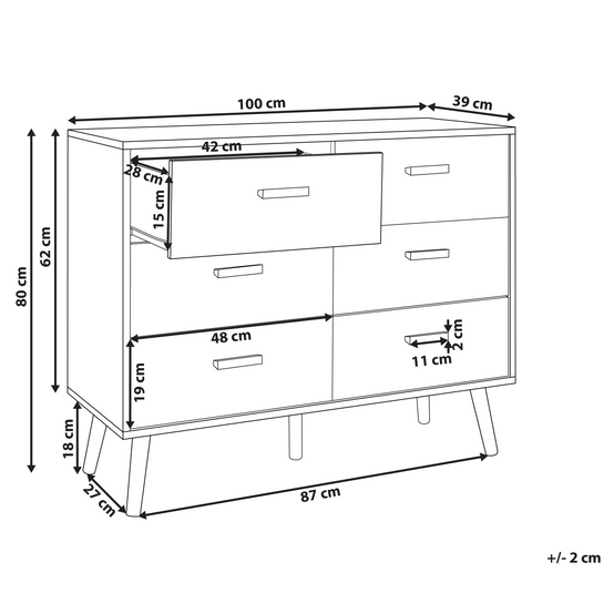 Beliani - Commode MDF Blanc NEWARK - 100x39x80- Beliani - Image 3