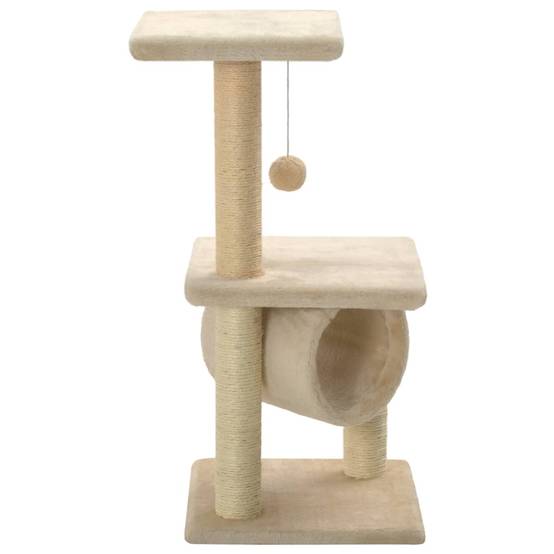 Arbre à chat sisal et peluche beige 30 x 30 x 65 cm, Poids:3.45kg - PANGIVO - Image 3