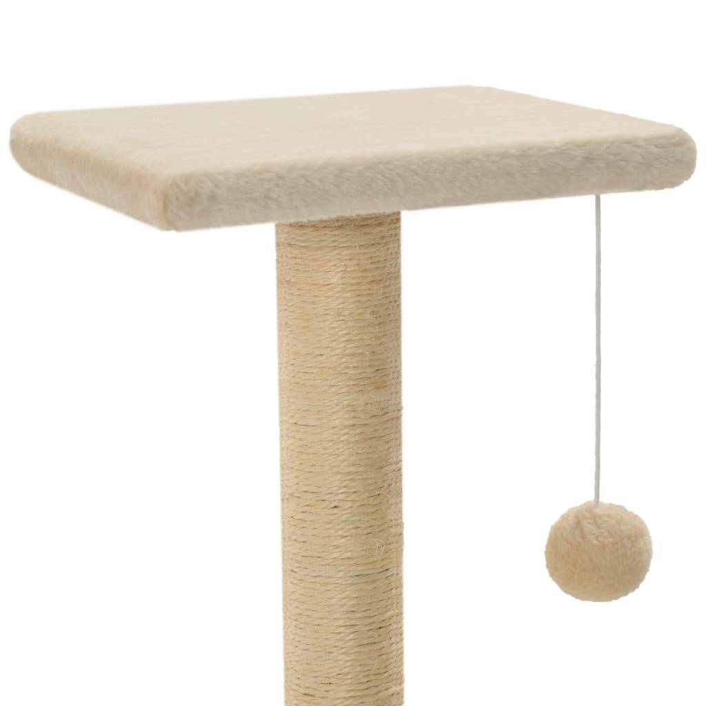 Arbre à chat sisal et peluche beige 30 x 30 x 65 cm, Poids:3.45kg - PANGIVO - Image 4