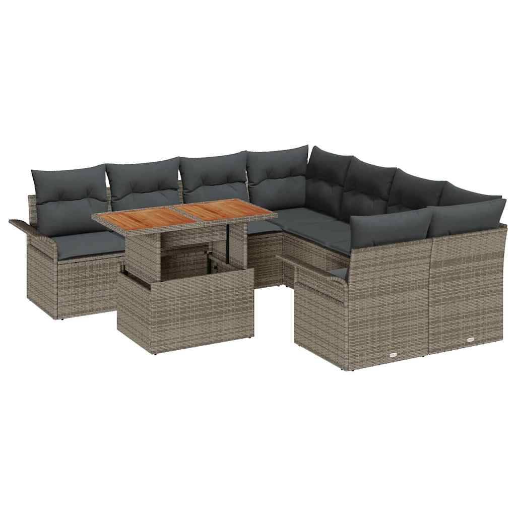 Canapé Modulaire Extérieur 8 Pièces Poly Rotin Gris Tissé avec Coffres ...