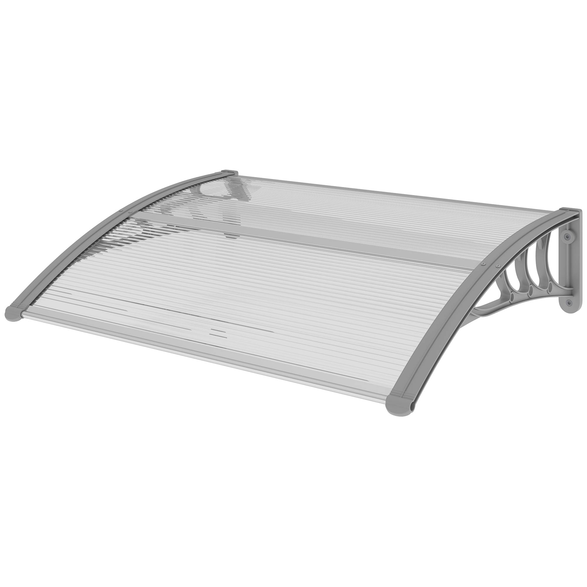 Store transparent 100x75 cm en polycarbonate et aluminium pour porte et fenêtre, protection design sobre pour entrée pratique et compact - Image 2