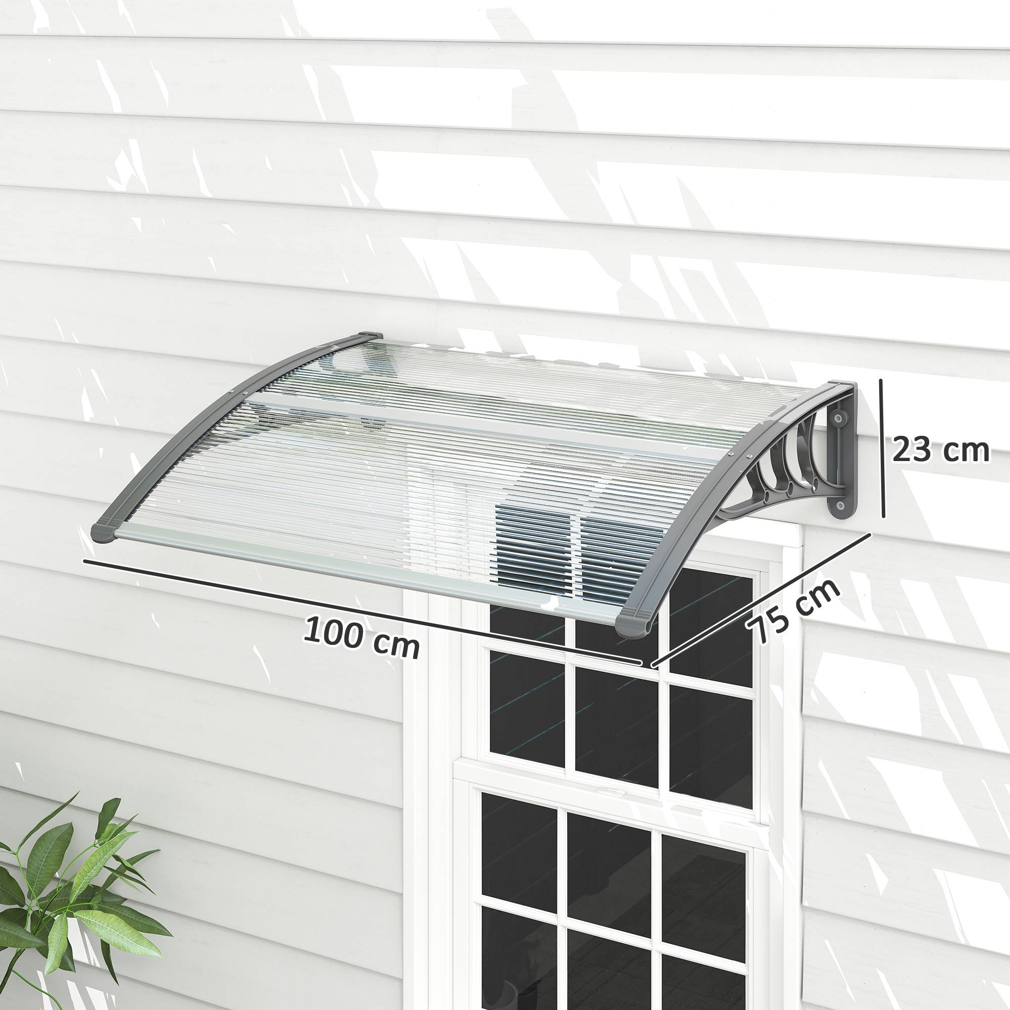 Store transparent 100x75 cm en polycarbonate et aluminium pour porte et fenêtre, protection design sobre pour entrée pratique et compact - Image 5