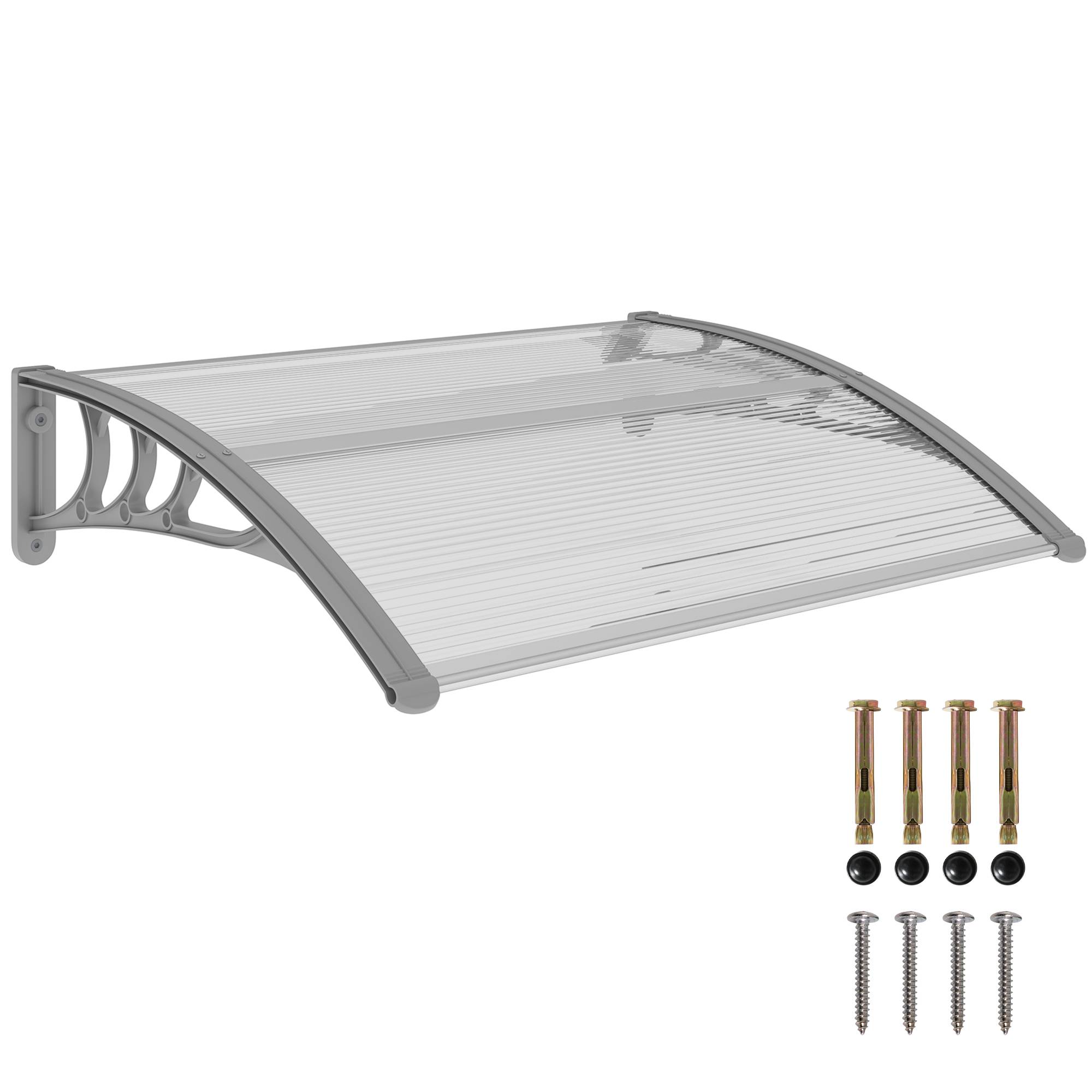 Store transparent 100x75 cm en polycarbonate et aluminium pour porte et fenêtre, protection design sobre pour entrée pratique et compact - Image 1
