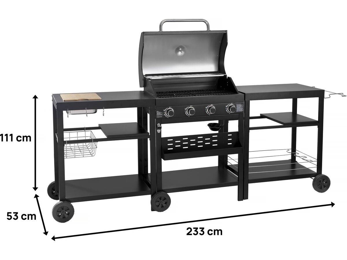 Barbecue à Gaz Cuisine D'extérieur - 12 Kw - 4 Brûleurs - Noir -habitat Et Jardin - Image 4