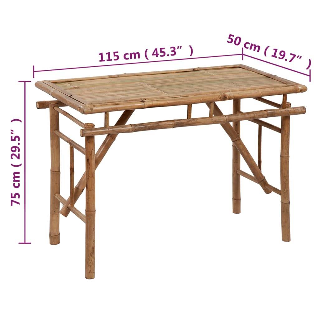 Table de jardin pliable Bambou 115 x 50 x 75 cm - PANGIVO - Image 4