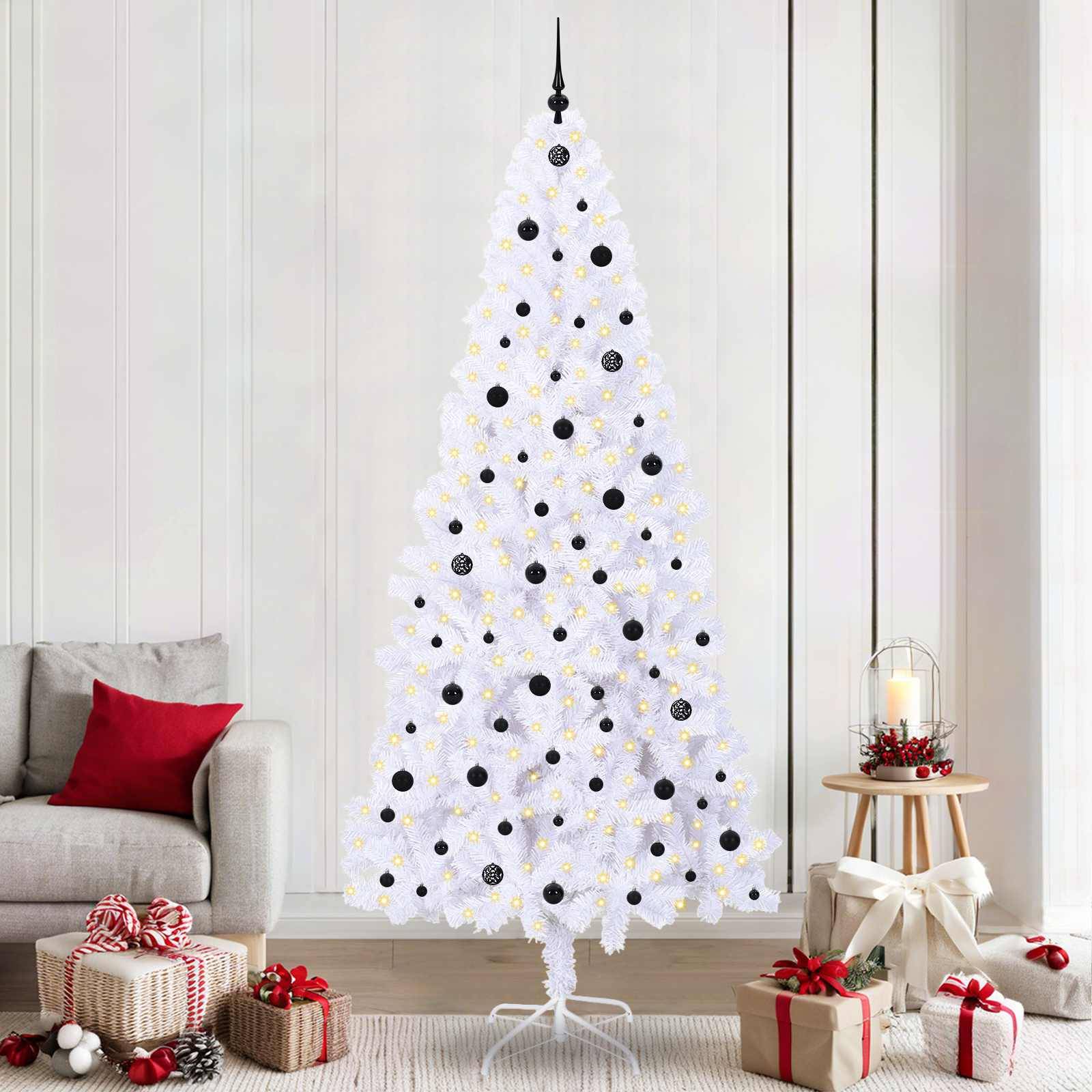 Sapin de Noël | Arbre de Noël artificiel avec 300 LED Blanc 240 cm PVC et Acier Maison Chic - Image 2