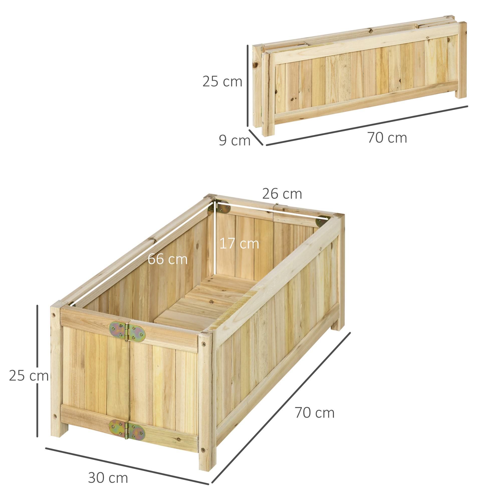 Jardinière sur Pied Pliable bac à Fleurs dim. 70L x 30l x 25H cm Corps Aspect Lattes Bois Sapin pré-huilé - Image 5