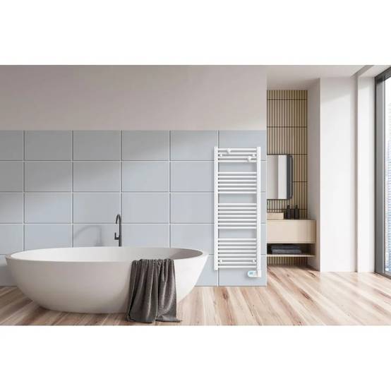 Radiateur sèche-serviettes - FLO BAIN II - fluide - 500W - 50x102,2x12,2 cm - programmable - 2 patères incluses - blanc - Image 3