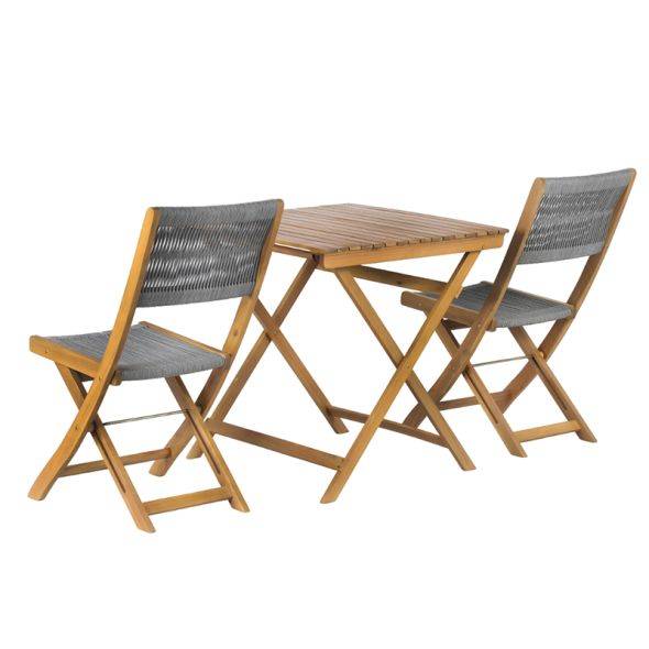 Ensemble repas BARI pliable 2 personnes bois et corde grise Beau Rivage - Image 8