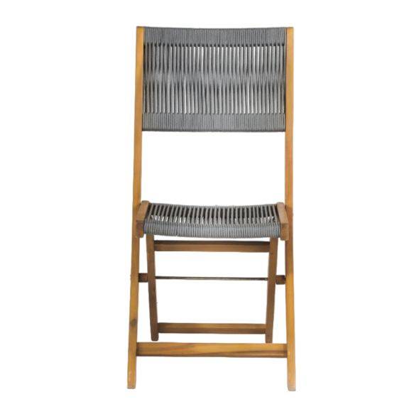 Ensemble repas BARI pliable 2 personnes bois et corde grise Beau Rivage - Image 4