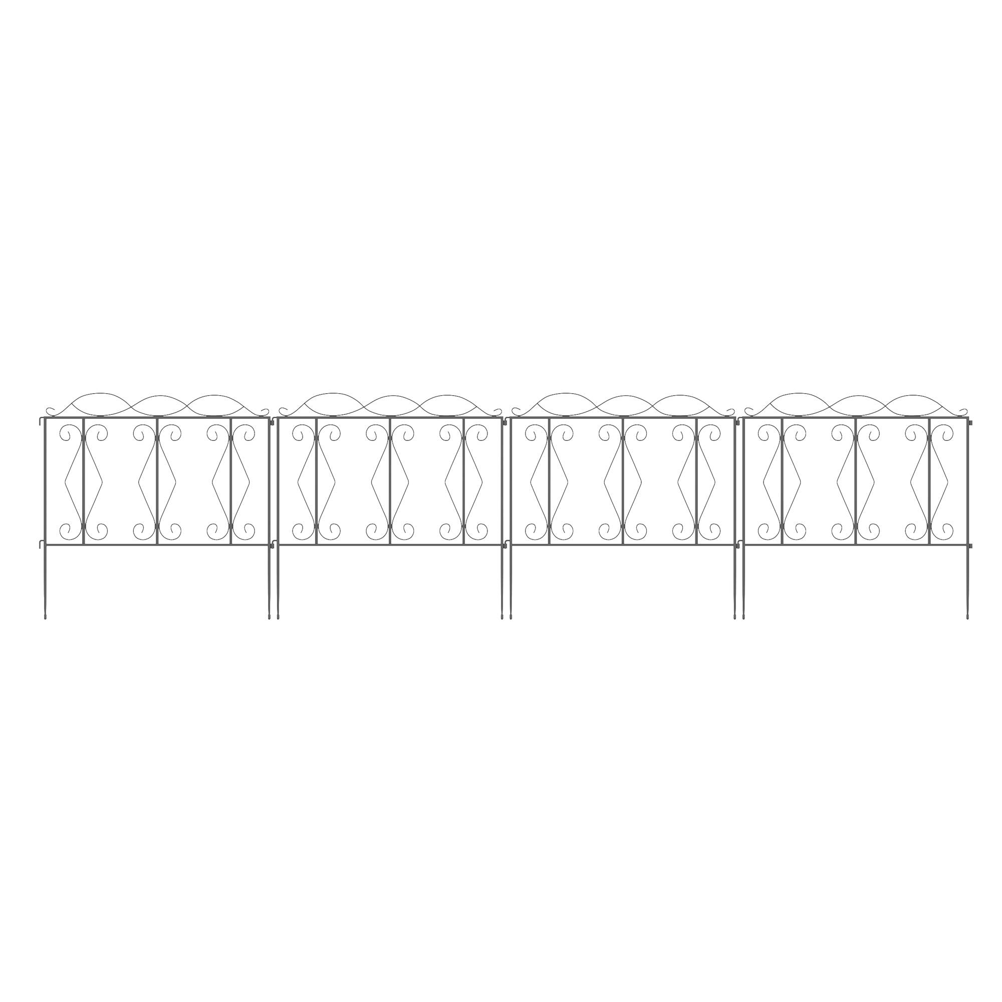 Outsunny - Lot de 4 clôtures de jardin décoratives en métal avec ornements - dim. totales 252L x 62H cm - noir - Outsunny - Image 8