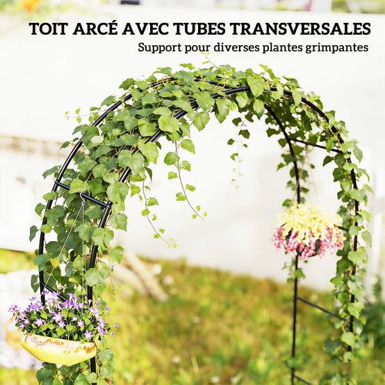 Arche de jardin métal noir 145 x 39 x 237 cm - PANGIVO - Image 6