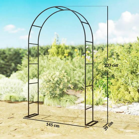 Arche de jardin métal noir 145 x 39 x 237 cm - PANGIVO - Image 5