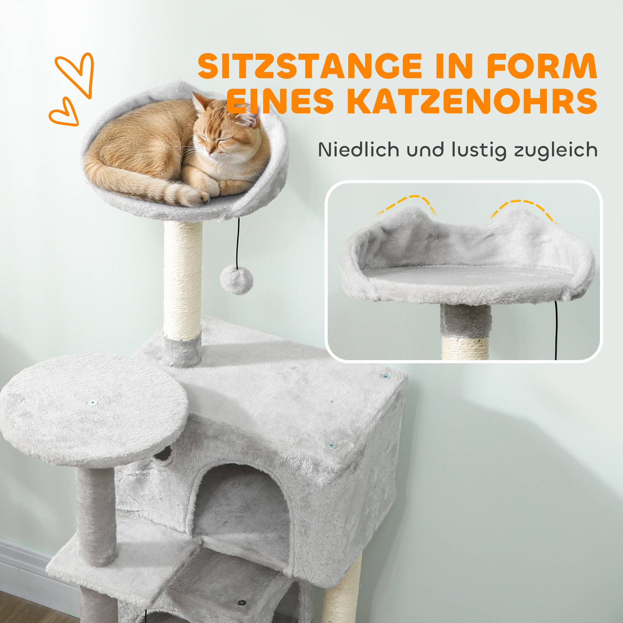 Sans Marque - 140 cm Katzenkratzbaum, mehrere Ebenen, Sisal-Kratzpfosten, Höhlen, Plüsch-Plattformen, Hängematte, Leiter, Spielbälle - Image 5