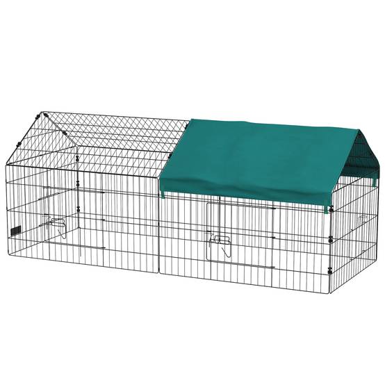Cage Acier pour Petits Animaux avec Portes et Toit en Tissu, pour Lapins, Chinchillas et Poules, 185 x 75 x 75 cm, Vert - Image 2