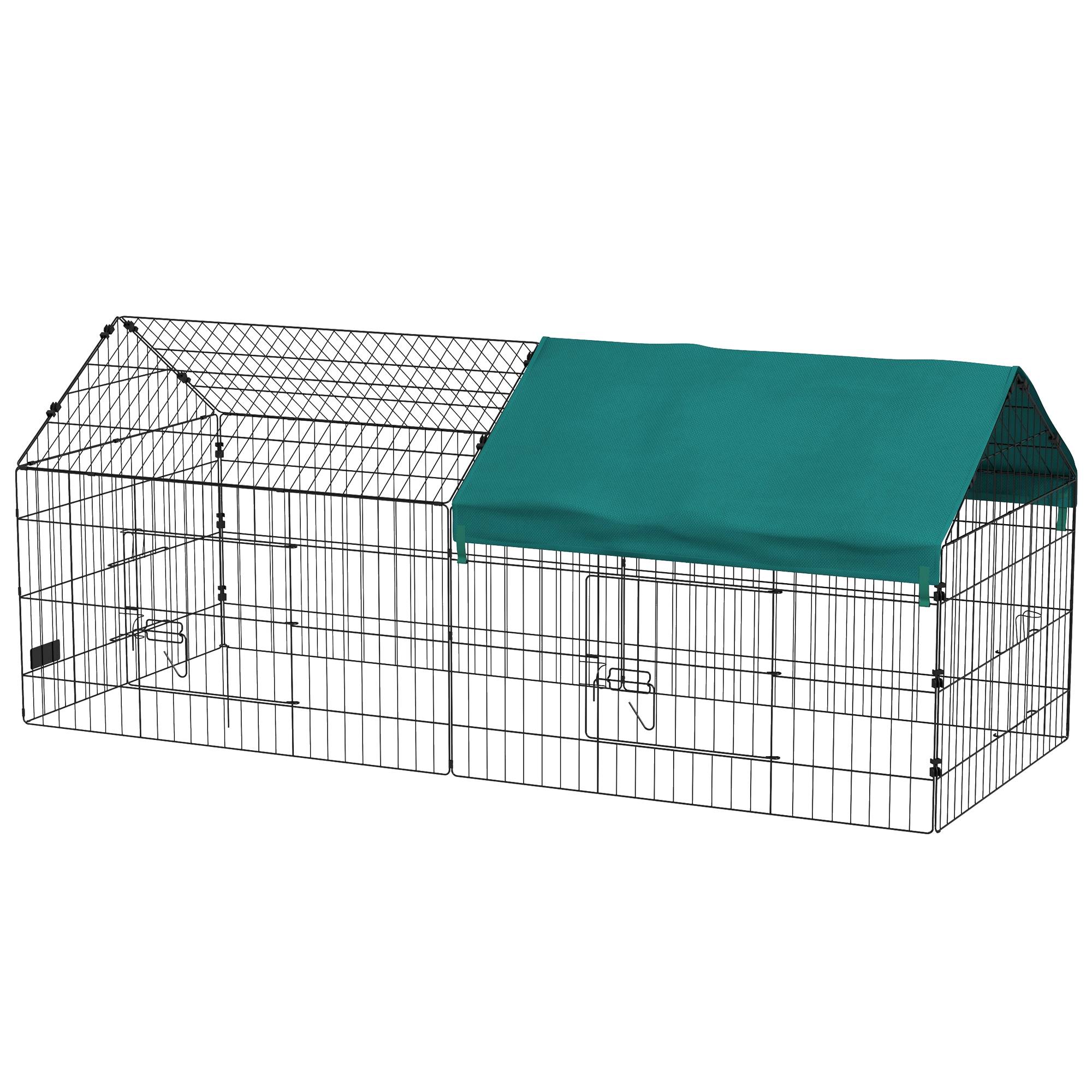 Cage Acier pour Petits Animaux avec Portes et Toit en Tissu, pour Lapins, Chinchillas et Poules, 185 x 75 x 75 cm, Vert - Image 2