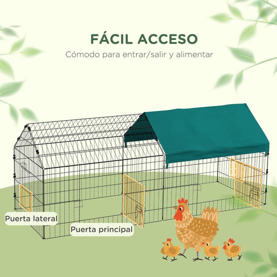 Cage Acier pour Petits Animaux avec Portes et Toit en Tissu, pour Lapins, Chinchillas et Poules, 185 x 75 x 75 cm, Vert - Image 7