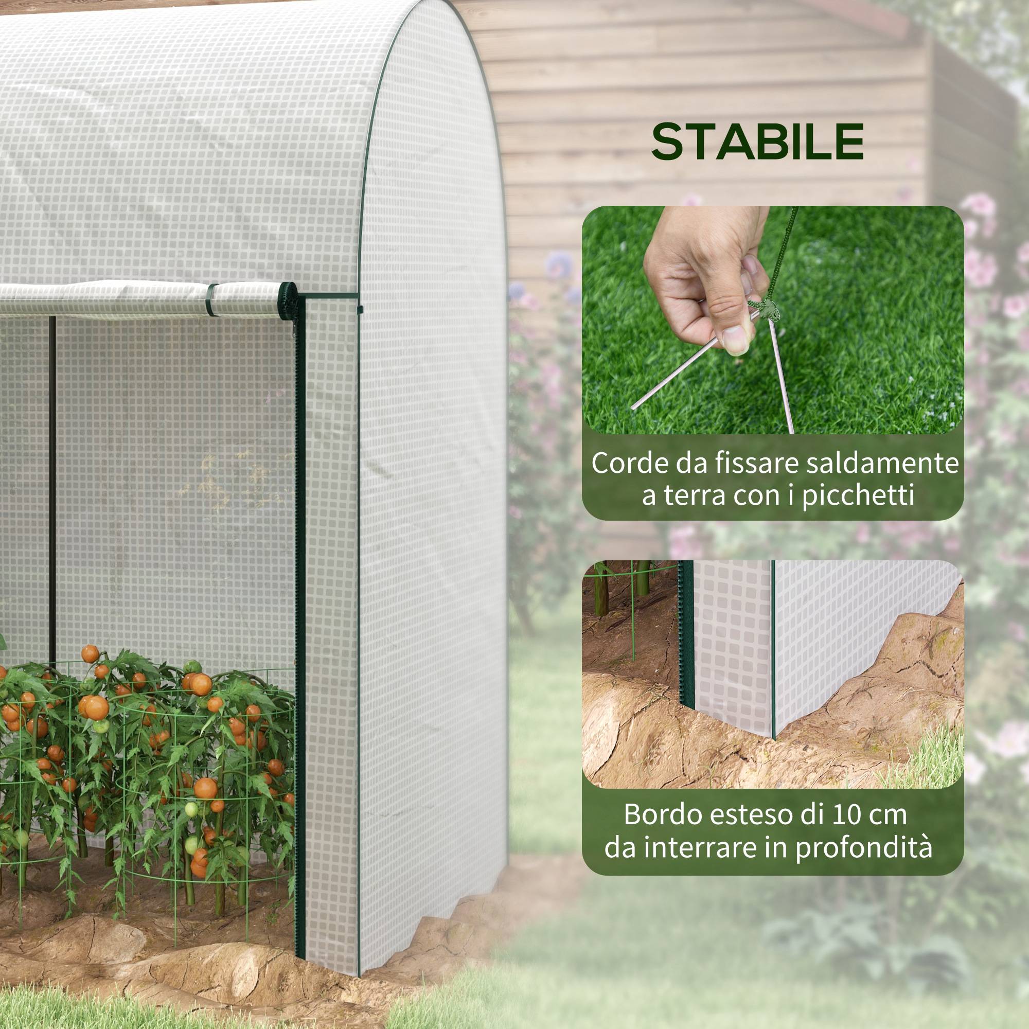 ComfortXL - Serre de jardin acier PE 200 x 100 x 178 cm blanche pour tomates et plantes grimpantes - ComfortXL Outdoor Living - Image 9