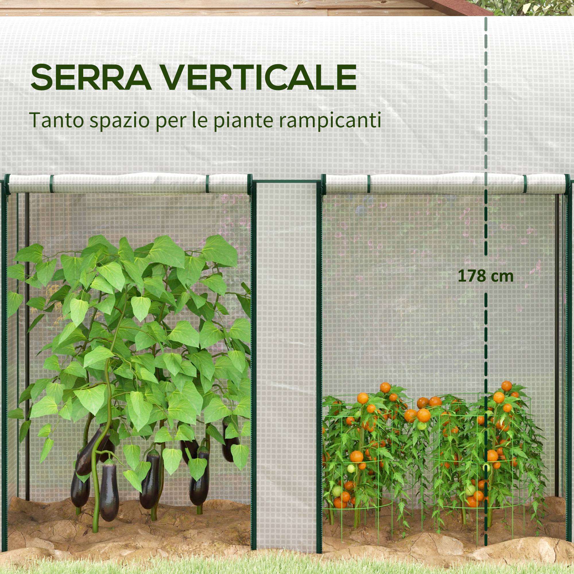 ComfortXL - Serre de jardin acier PE 200 x 100 x 178 cm blanche pour tomates et plantes grimpantes - ComfortXL Outdoor Living - Image 6