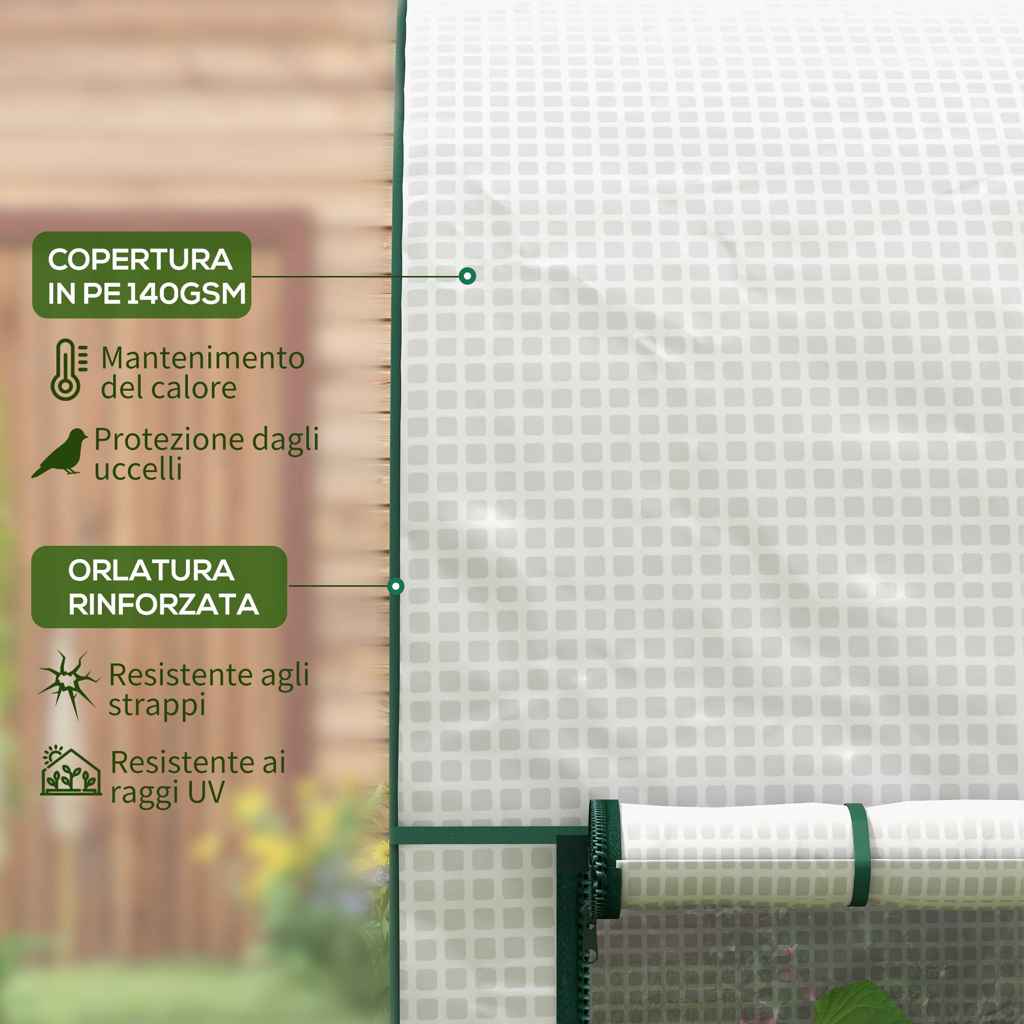 ComfortXL - Serre de jardin acier PE 200 x 100 x 178 cm blanche pour tomates et plantes grimpantes - ComfortXL Outdoor Living - Image 7