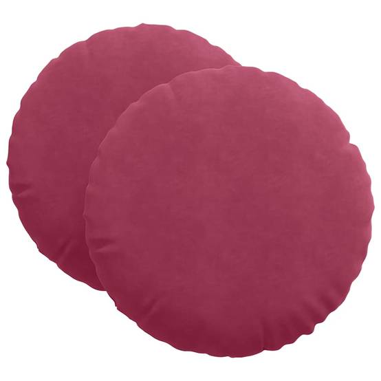 Lot de 2 Coussins de Siège en Velours Housses Amovibles pour Décoration Intérieure Bordeaux Ø80 cm – ComfortXL Outdoor Living - Image 2